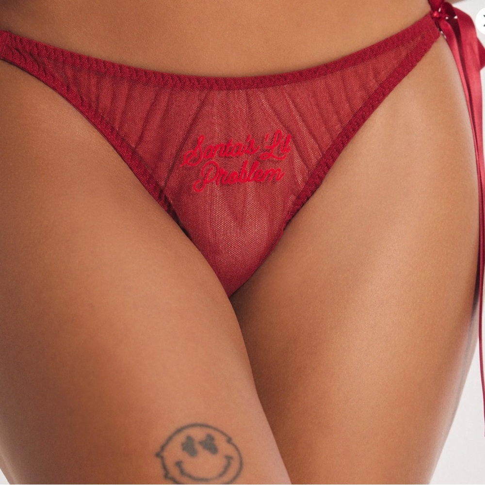 SAVAGE X FENTY Red Flirty & Wordy Holiday Santa Problem Bikini Tie Side 2XL